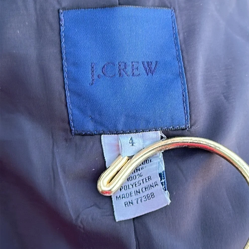J. Crew Wool Notch Collar Two Button Blazer in Navy Pin Stripe Size 4